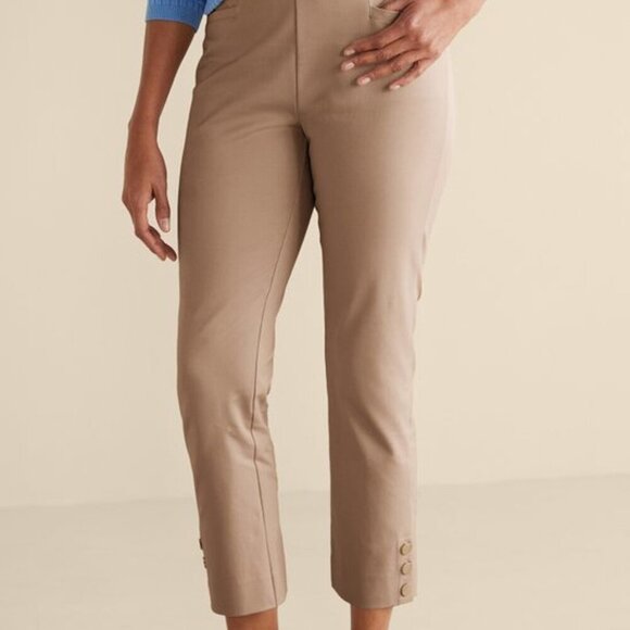 SOFT SURROUNDINGS SZ MP Khaki Beige Soft Essential™ Superla Slim Leg Crop Pants - Picture 1 of 11